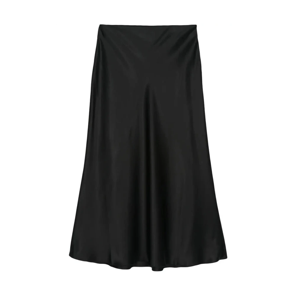 Nanushka Svart Satin Midi Kjol Utställd Design Black, Dam