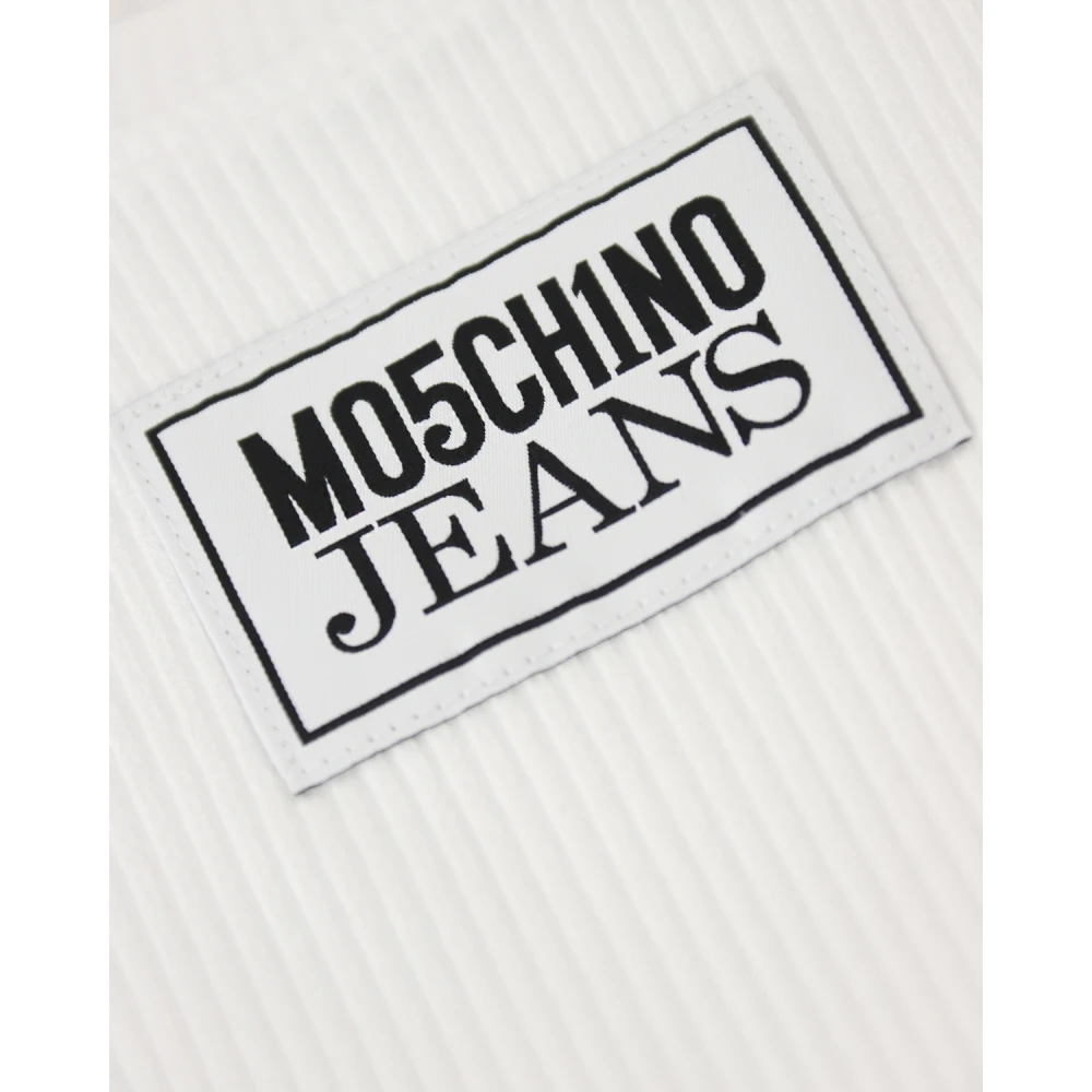 Moschino Logo Patch Cropped T-Shirt White Dames