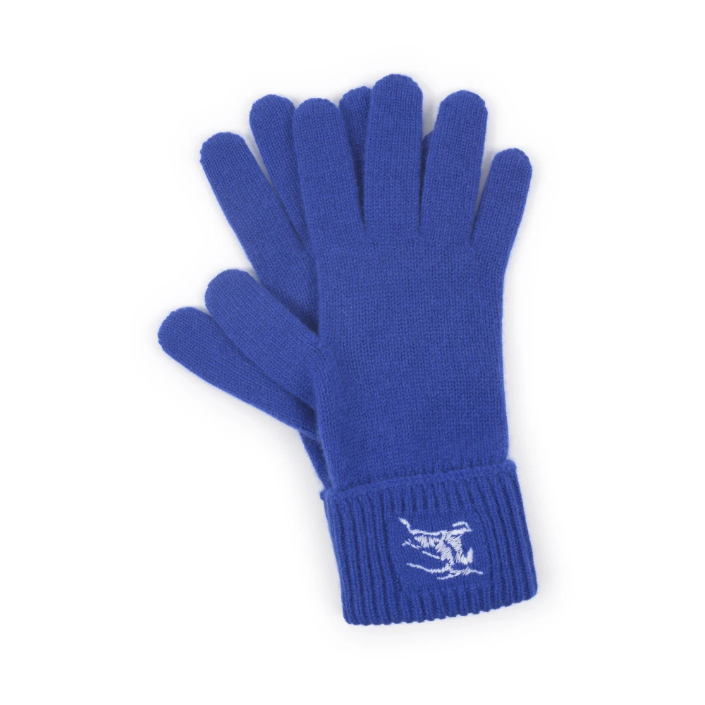 Burberry Men's Blue Gloves, S/M, Equestrian Knight Cashmere Blend Gloves