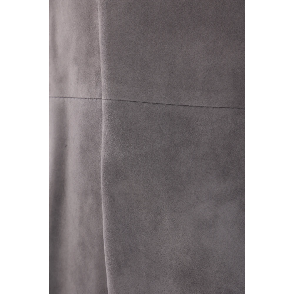 BRUNELLO CUCINELLI Grijze Suède Enkellange Jas Gray Dames