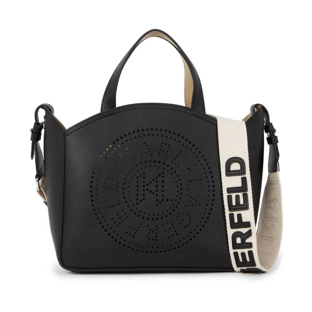 Karl Lagerfeld Tote S Zwart Cirkelvormig Geperforeerd Logo Black Dames
