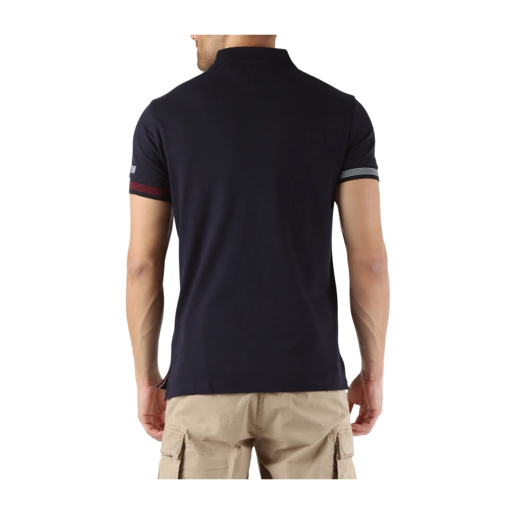 Tommy Hilfiger Slim Fit Katoen Viscose Polo Shirt met Logo Borduurwerk Blue Heren
