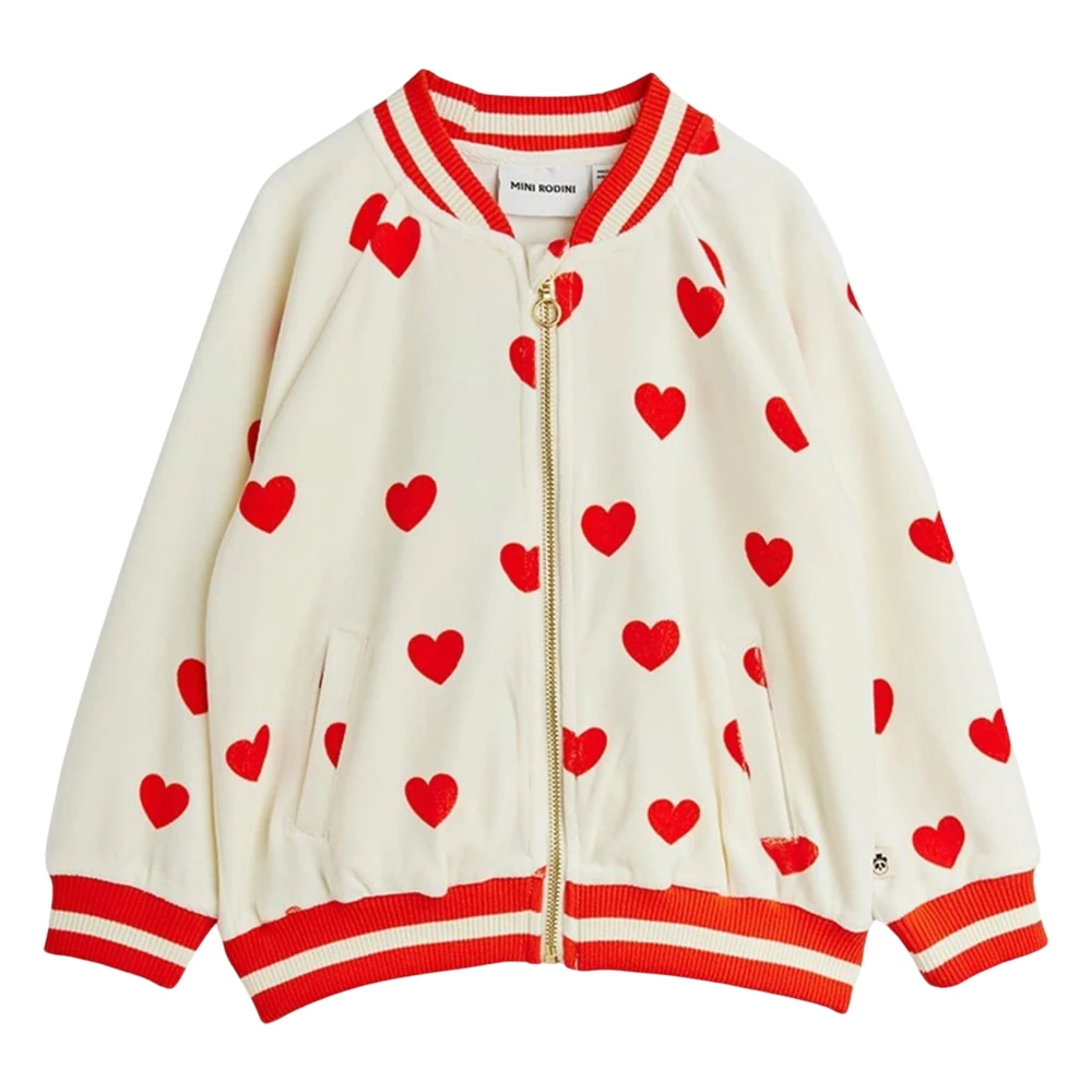 Mini Rodini Women's Hearts Aop Velour Baseball Cardigan