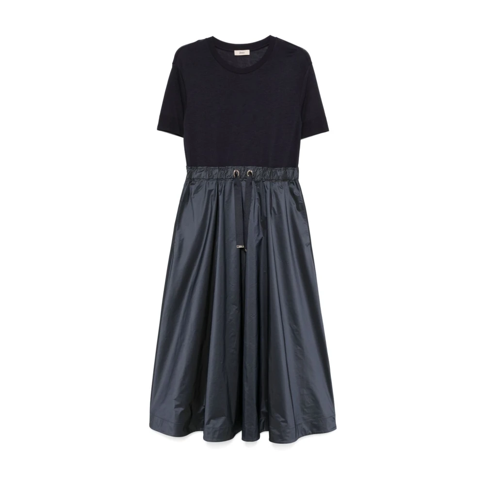 Herno Women's Blue Midi Dresses, S, Dress For Elegant Occasions