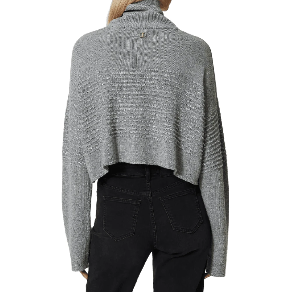 Twinset Grijze coltrui met pailletten Gray Dames