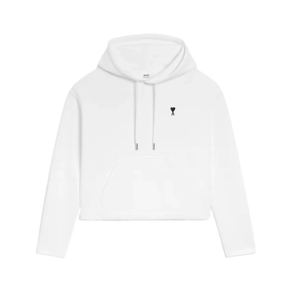 Ami Paris Vrouw Wit Contrasted Ami De Coeur Hoodie