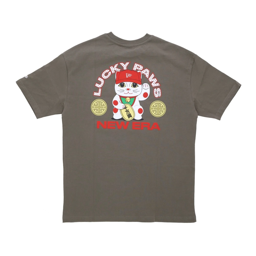 New era Grafisch T-shirt Lucky Paws Olijf Wit Green Heren