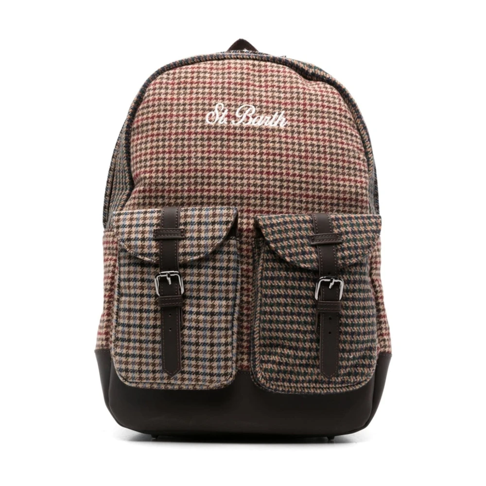 MC2 Saint Barth Pied de Poule Print Bruine Rugzak Brown Heren