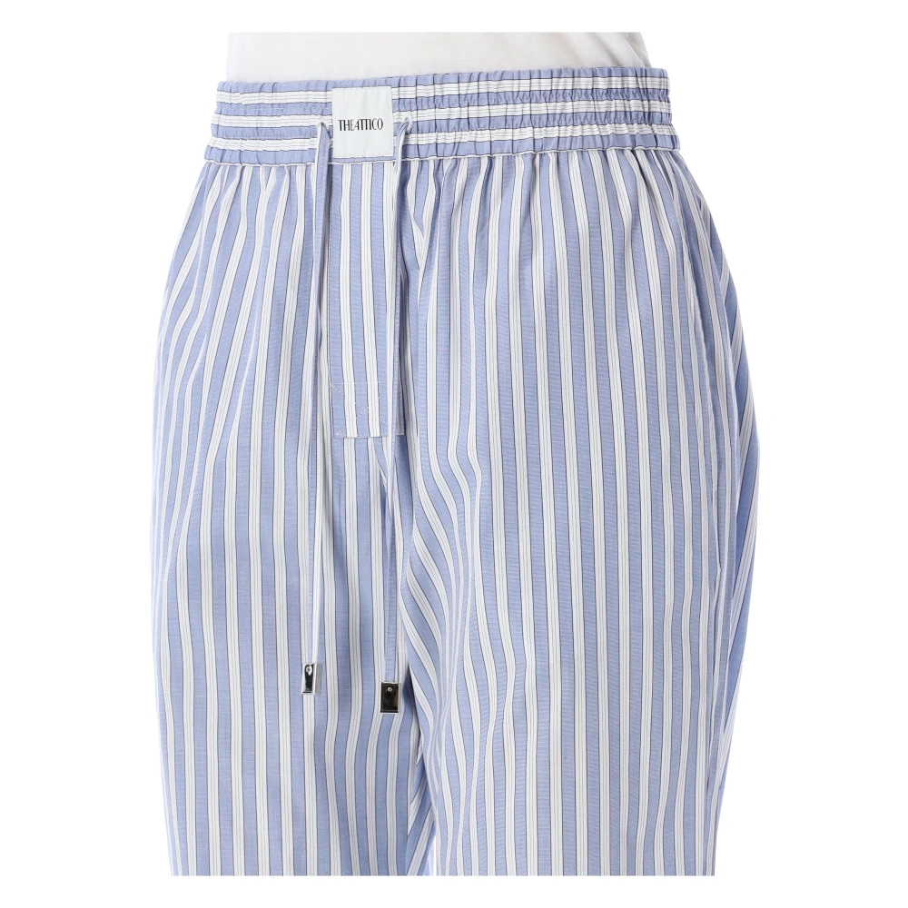 The Attico Blauw Gestreepte Wijde Pijp Broek Blue Dames