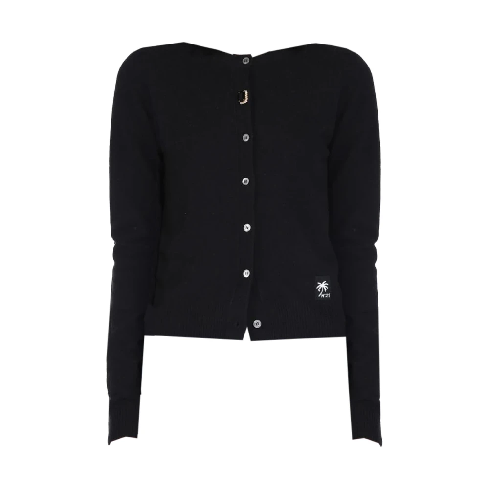 N21 Wollen Vest met Kristalknoop Black Dames
