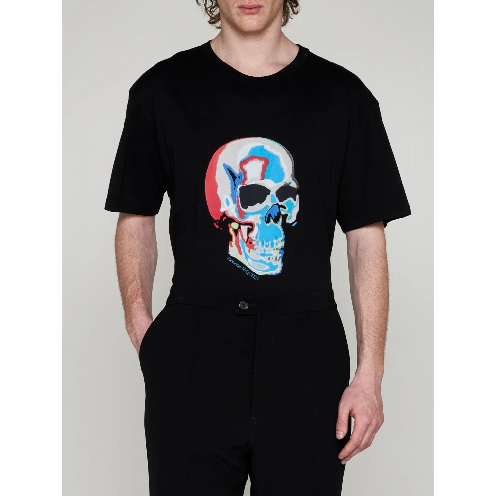 alexander mcqueen Skull Print Katoenen T-shirt Black Heren