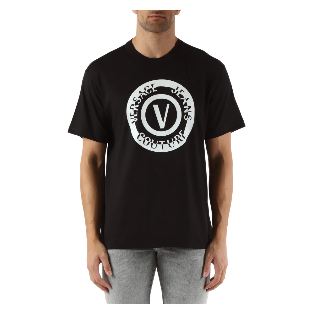 Versace Jeans Couture Katoenen logo print regular fit t-shirt Black Heren