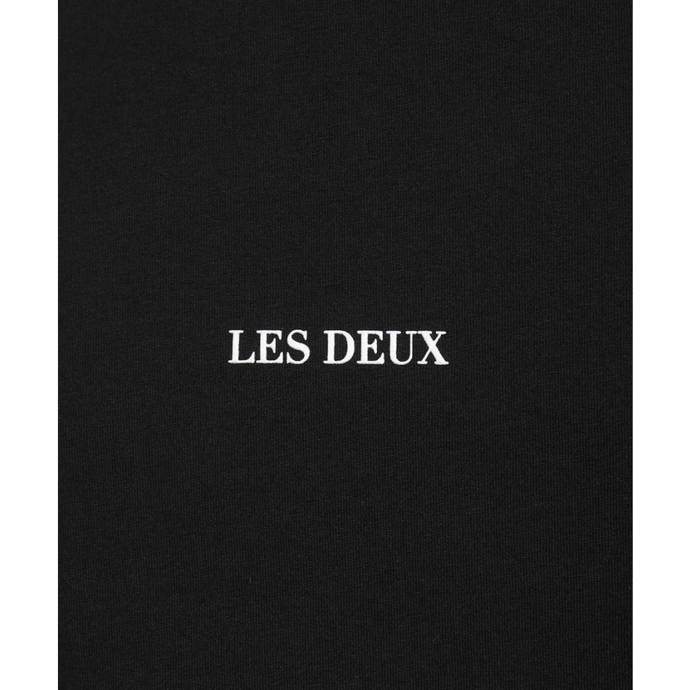 Les Deux Geribbeld Katoenen T-Shirt Black Heren