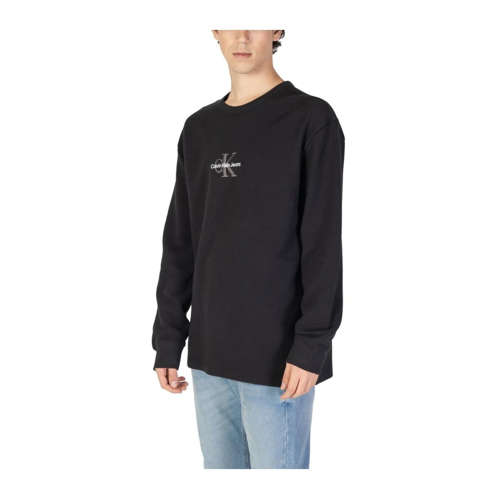 Calvin Klein Jeans Zwarte Katoenen Crewneck Sweater Black Heren
