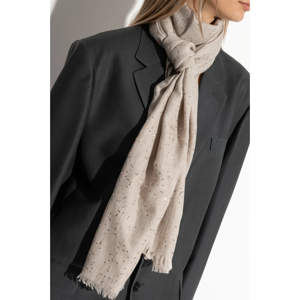 Salvatore Ferragamo Sjaal met glinsterende pailletten Beige Dames