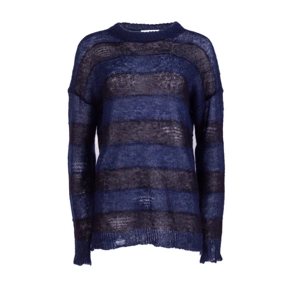 Phisique du Role Gestreepte Mohair Wol Trui Black Dames