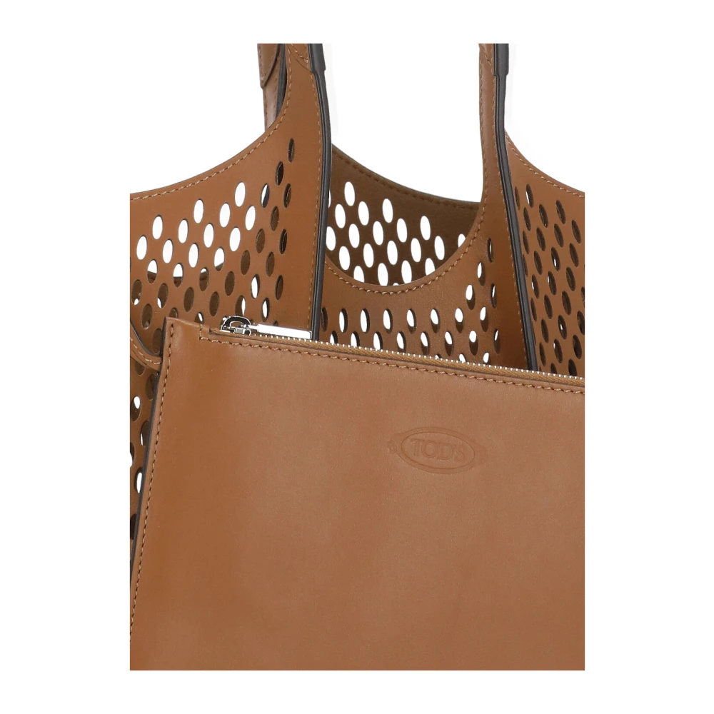 TOD'S Bruine leren tas met geperforeerd patroon Brown Dames