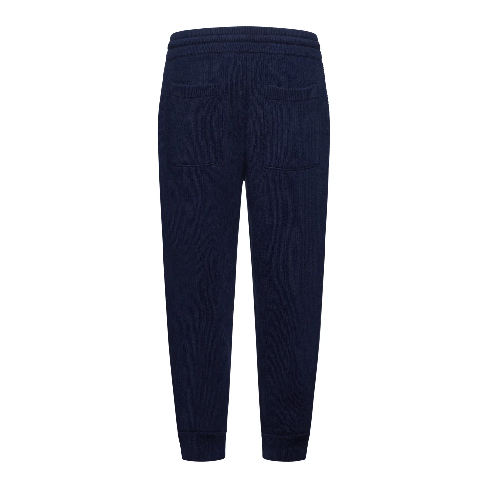 BRUNELLO CUCINELLI Blauwe Cashmere Geribbelde Broek Blue Heren