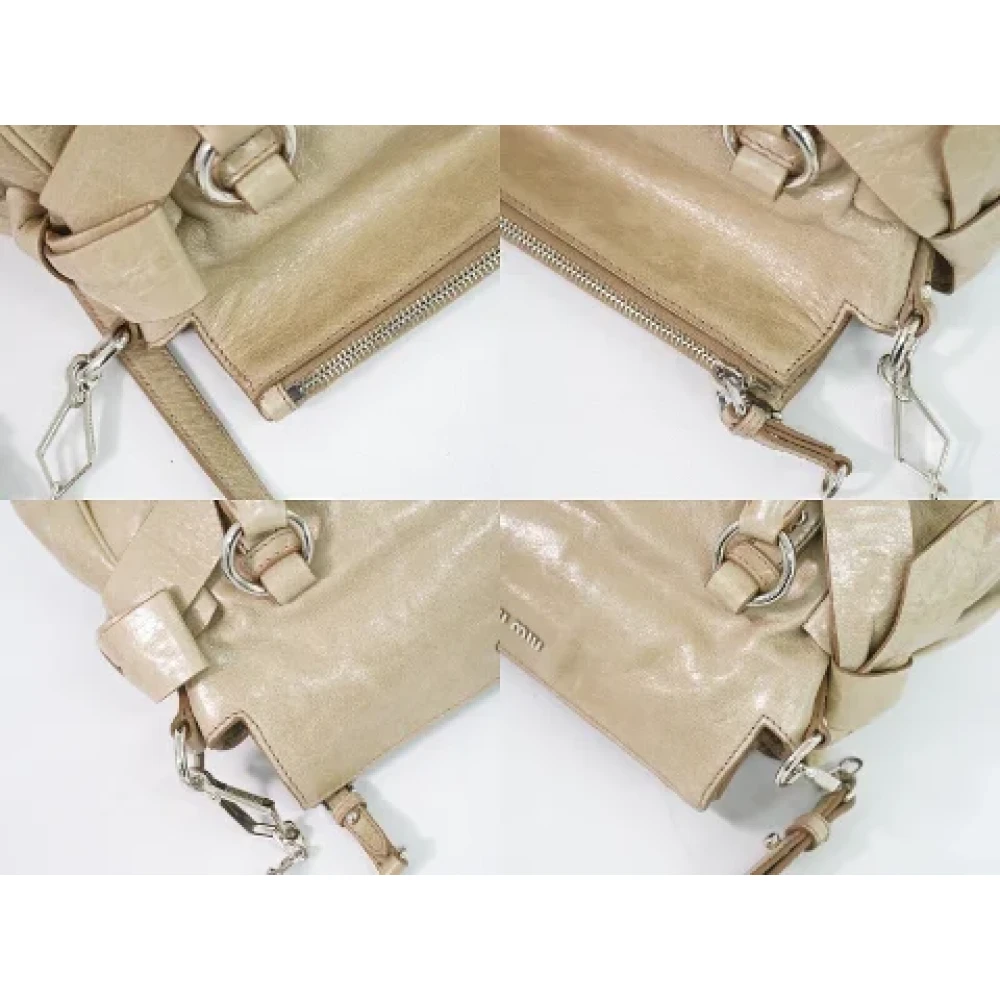Miu Pre-owned Leather shoulder-bags Beige Dames