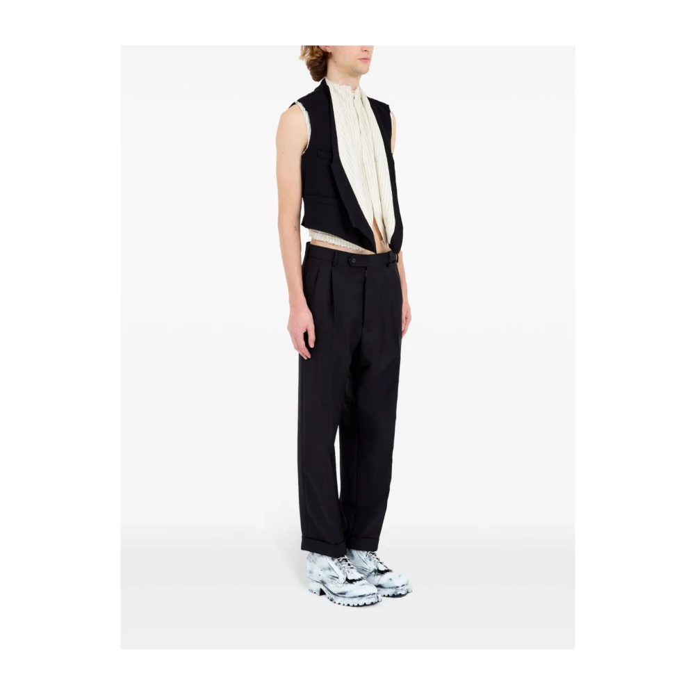 Maison Margiela Zwarte Wollen Twill Jas Black Heren