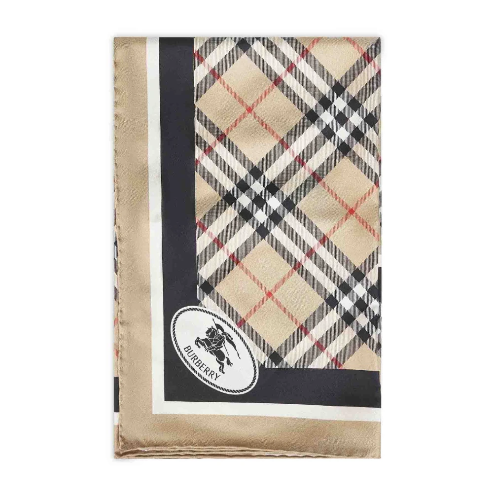 Burberry Beige Winter Scarves, Female, One Size, Check Silk Scarf
