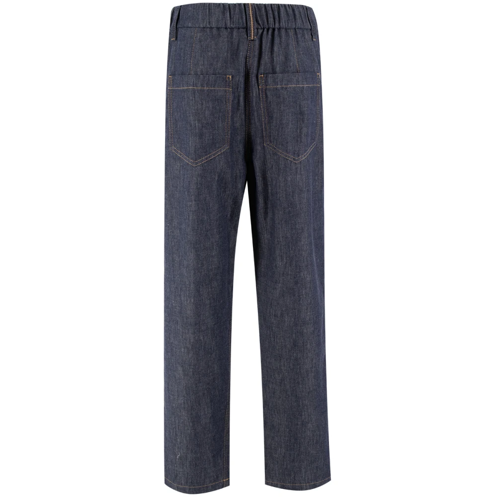 BRUNELLO CUCINELLI Klassieke Denimstijl Elastische Taillebroek Blue Dames