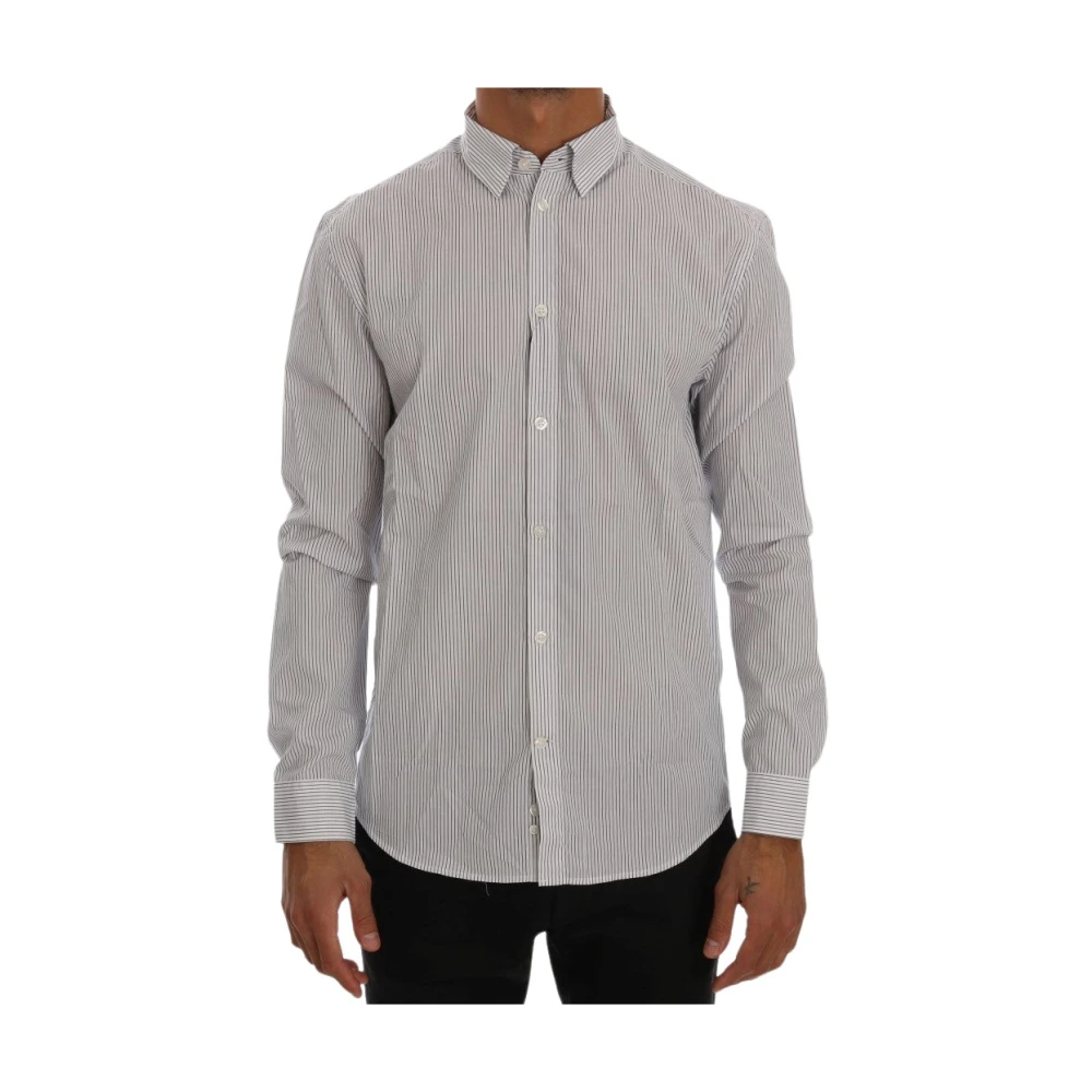 Frankie Morello White Elegant & Blue Striped Casual Shirt - Male - Casual Shirts - L - Shirts