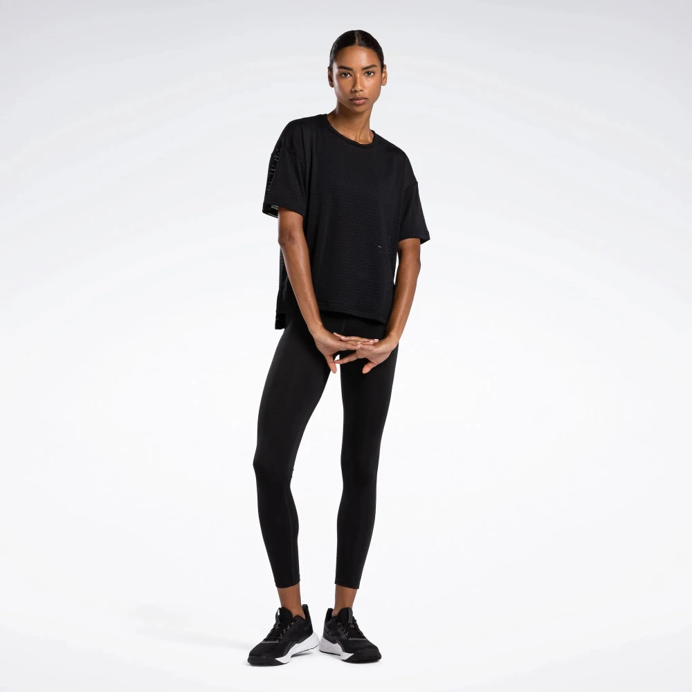 Reebok Ademende Geperforeerde Tee Black Dames