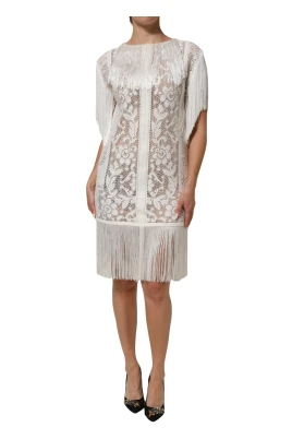 Floral Lace Fringe Knee Length Dress
