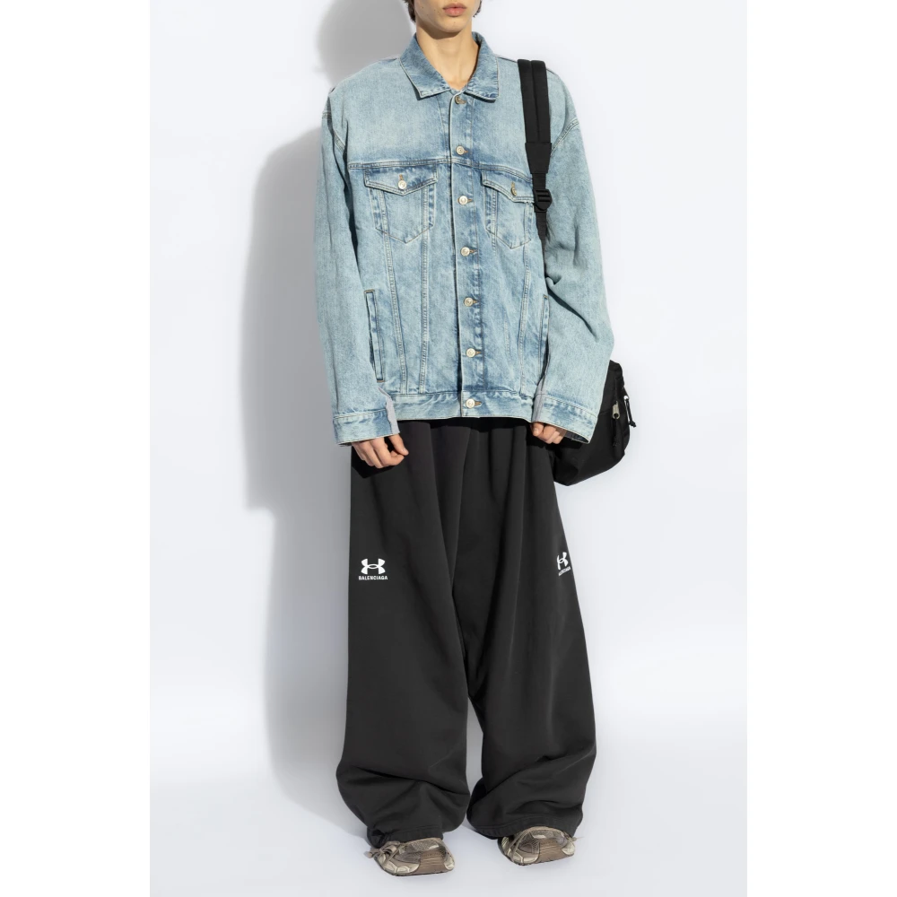 Balenciaga Jas met Gecombineerde Materialen Blue Heren