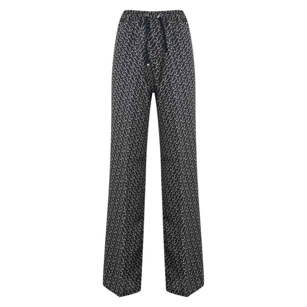 Herno Blauwe Zijden Rechte Broek Blue Dames