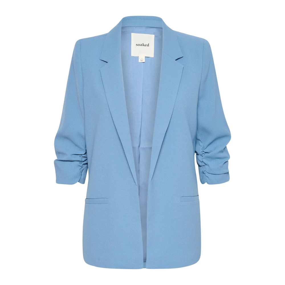 Soaked in Luxury Blauwe Blazer ¾ Mouwen Klassieke Kraag Blue Dames