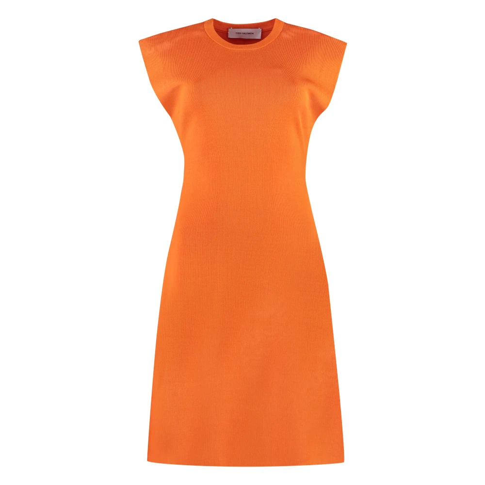 Yves Salomon Ribgebreide Jurk Orange Dames