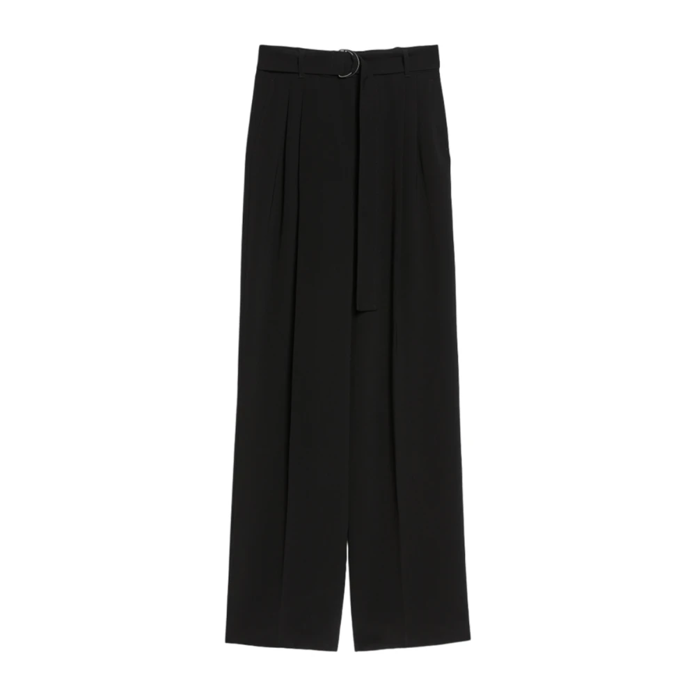 Max Mara Studio Flytande svarta byxor med franska fickor Black, Dam