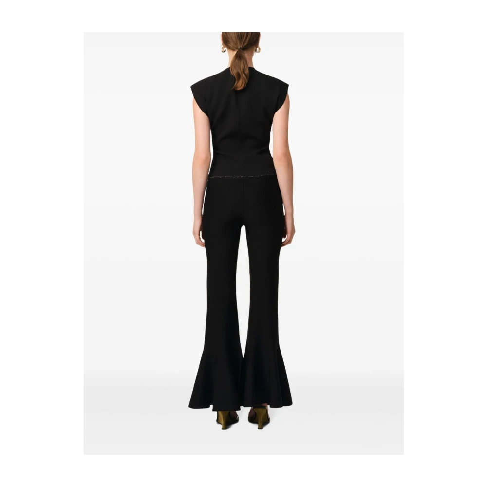 Ami Paris Zwarte Fluwelen Broek Lange Lengte Black Dames