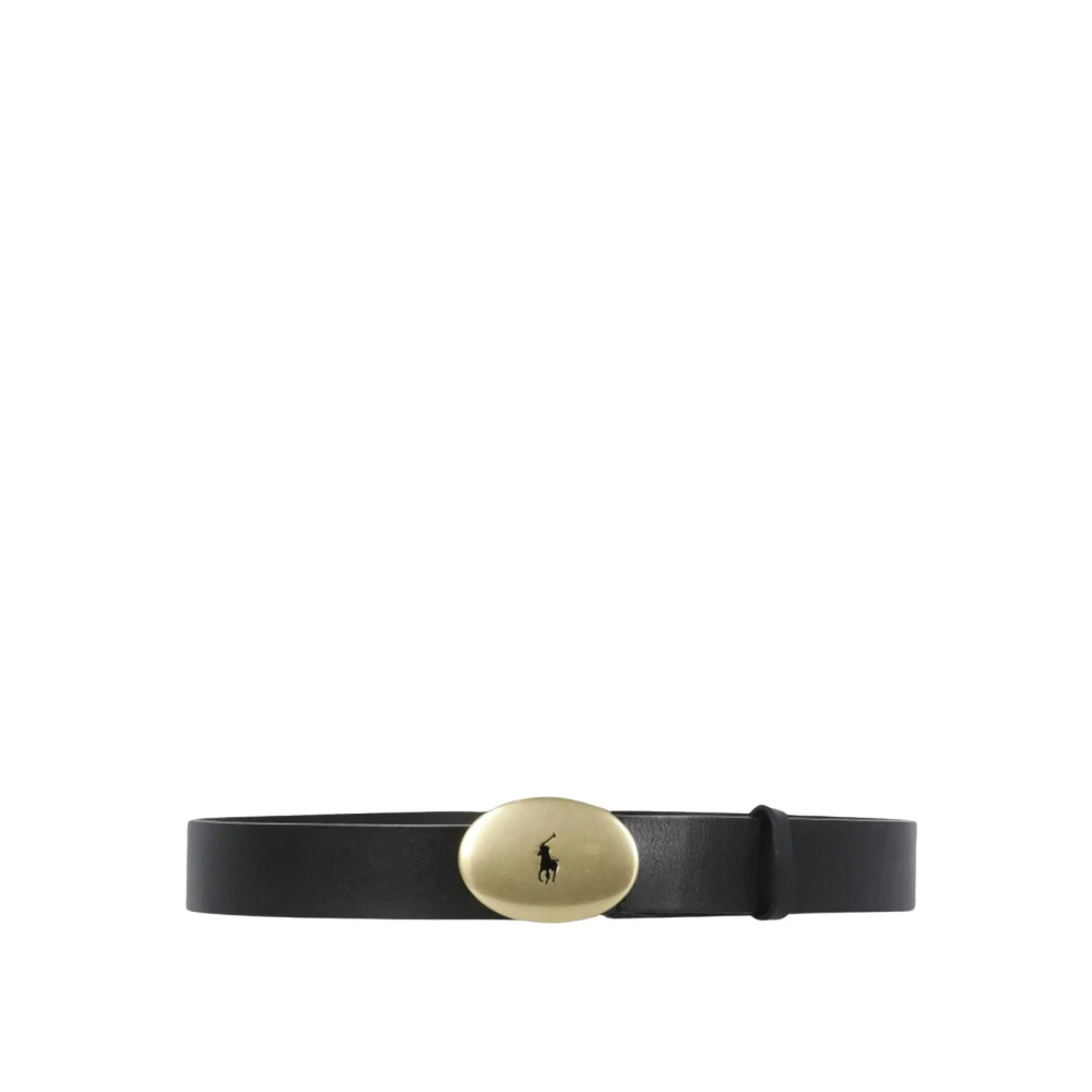 Polo Ralph Lauren Women's Black Leather Belt With Oval Buckle