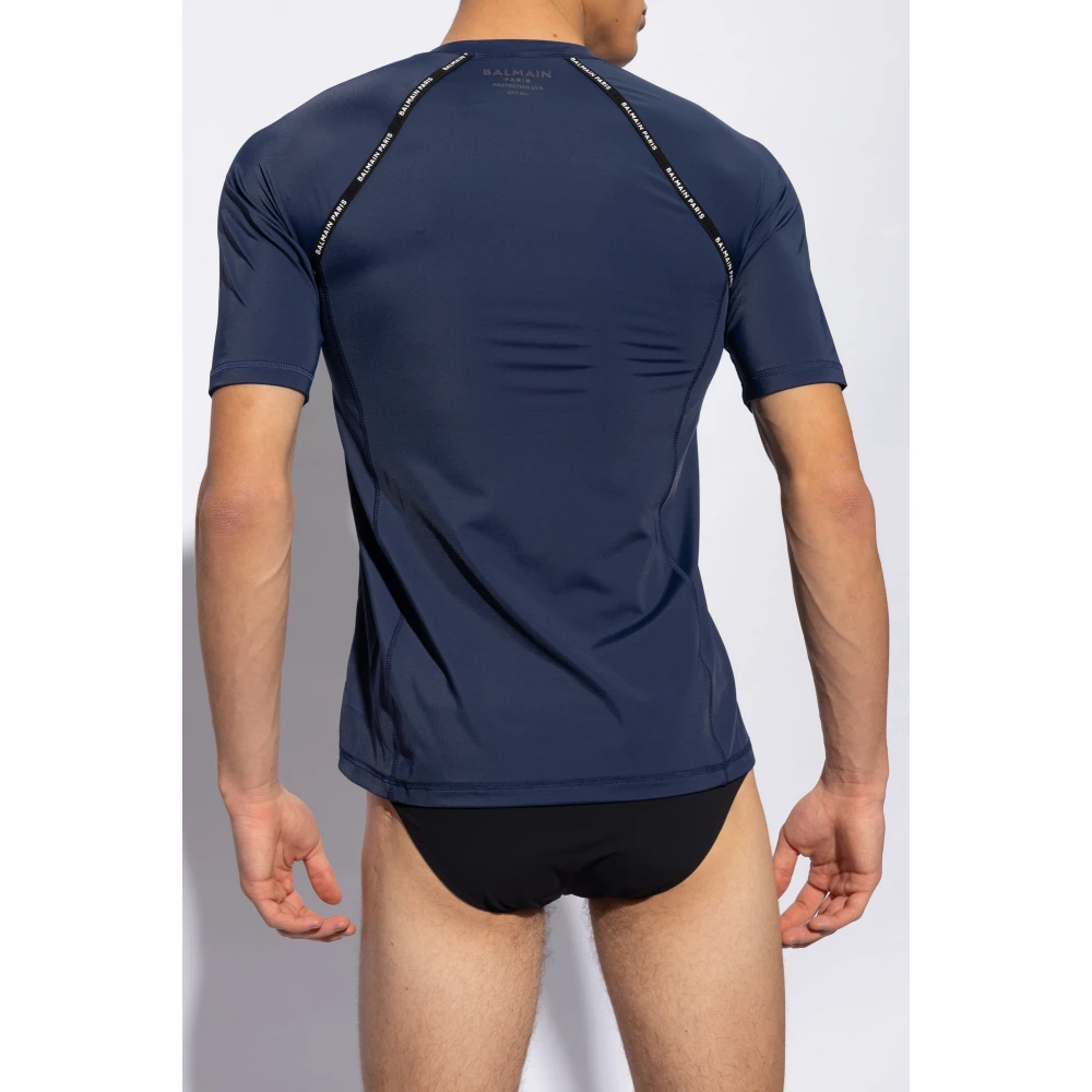 Balmain Zwem T-shirt Blue Heren