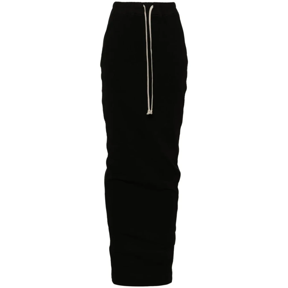 Rick Owens Zwarte Katoenen Lange Rok met Split Black Dames