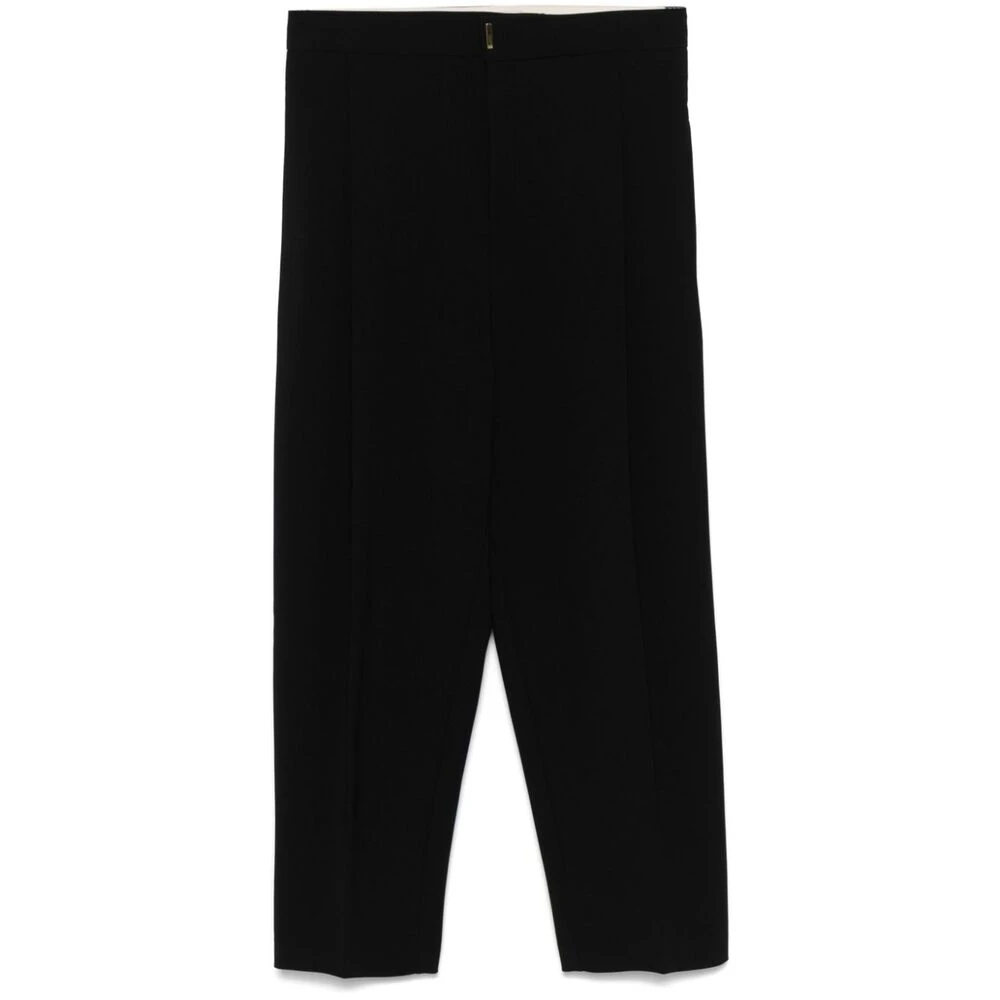 Elisabetta Franchi Zwarte Crepe Geknipte Taps Toelopende Broek Black Dames