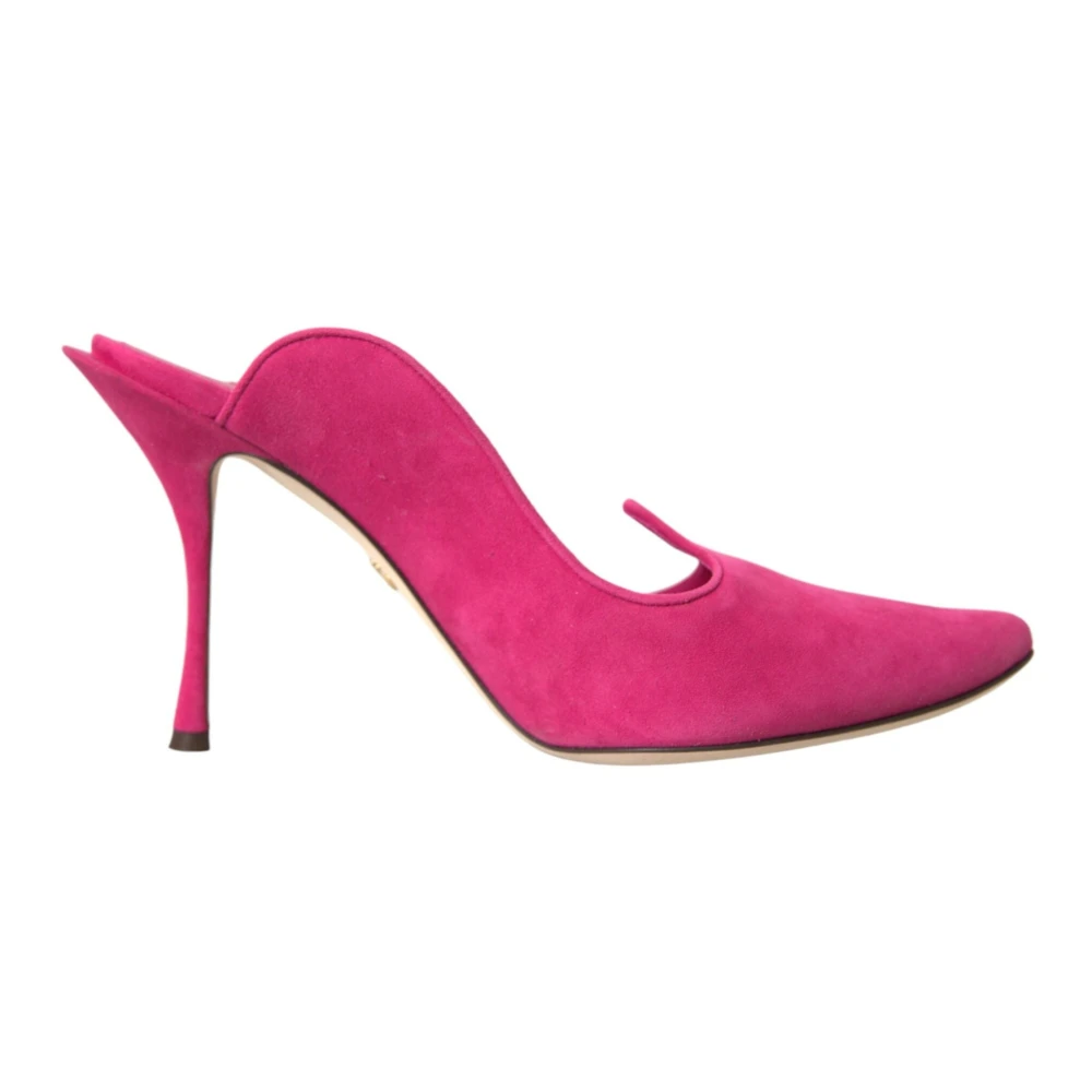 Dolce & Gabbana Pink Suede Slingback Mules - Female - Heeled Mules - Pink - 6 Uk - Shoes - Image 3