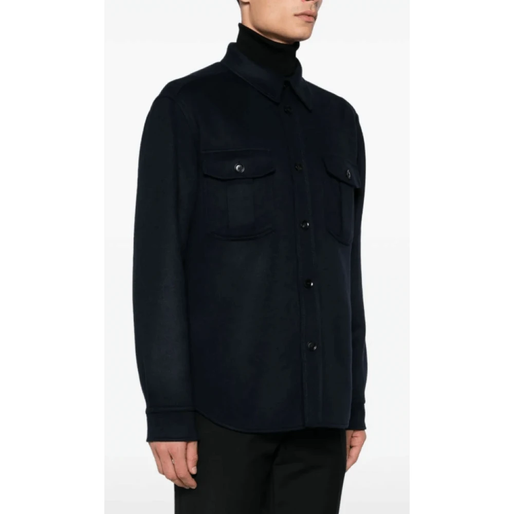 Brioni Middernachtblauw Wol-Kasjmier Overhemdjas Blue Heren