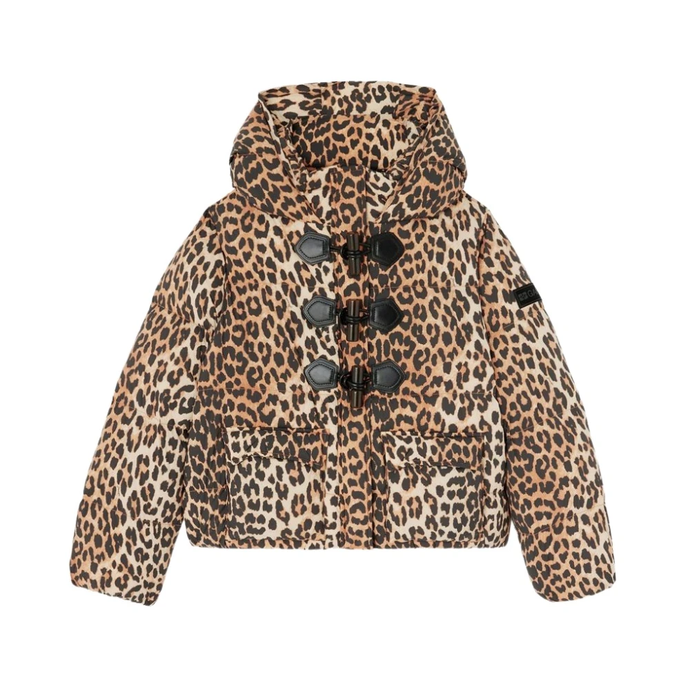 GANNI - Piumino marrone Leopard Future con cappuccio - Donna - Taglia 40 - Immagine 2