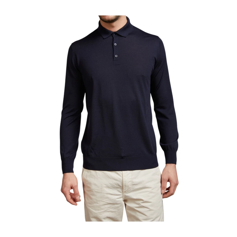 Kangra Wollen Polo Trui Blue Heren