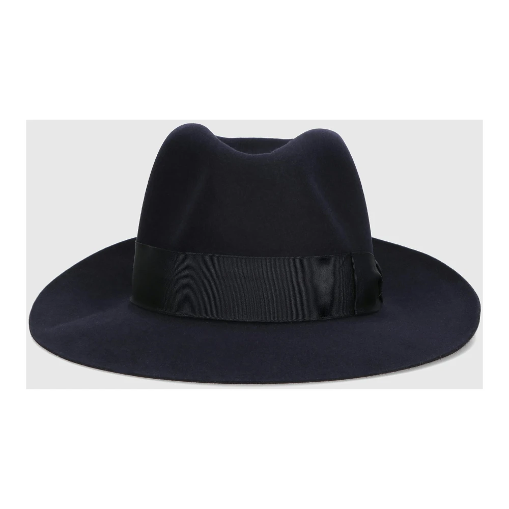 Borsalino Vilt Breedgerande Hoed Blue Heren