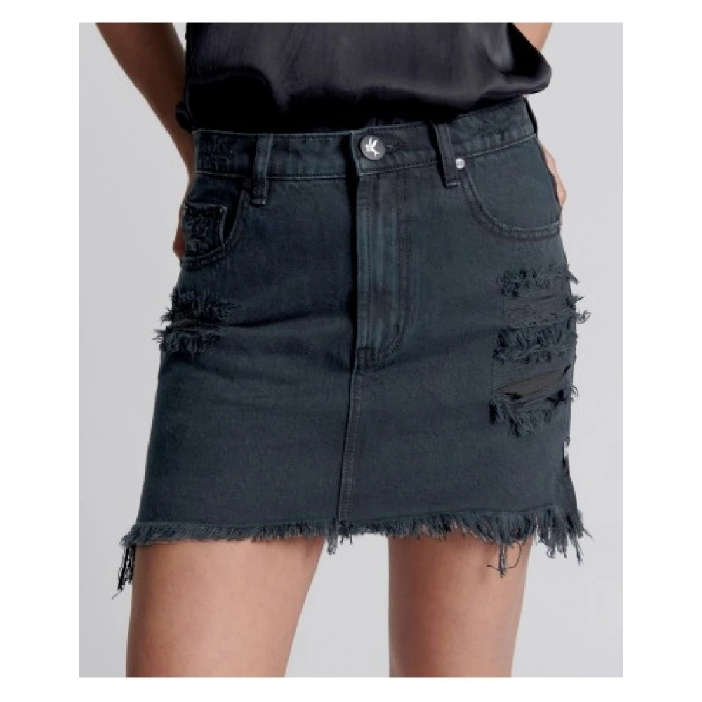 One Teaspoon Denim Mini Rok Fox Black Dames