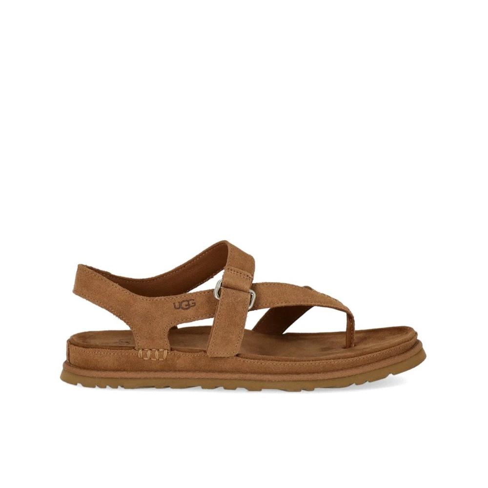Ugg Women's Brown Goldengaze Toe Post Sandal - Flat Sandals - 4 Uk - Shoes
