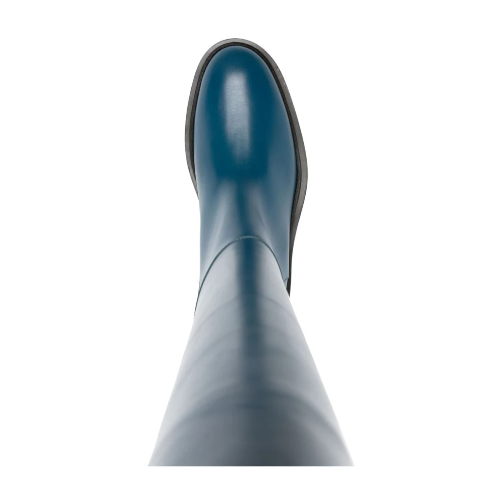 Jil Sander Blauwe Leren Kniehoge Laarzen Blue Dames