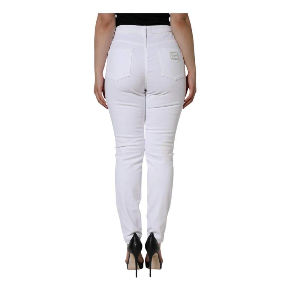 Dolce & Gabbana Witte Skinny Jeans Mid Taille Stretch White Dames