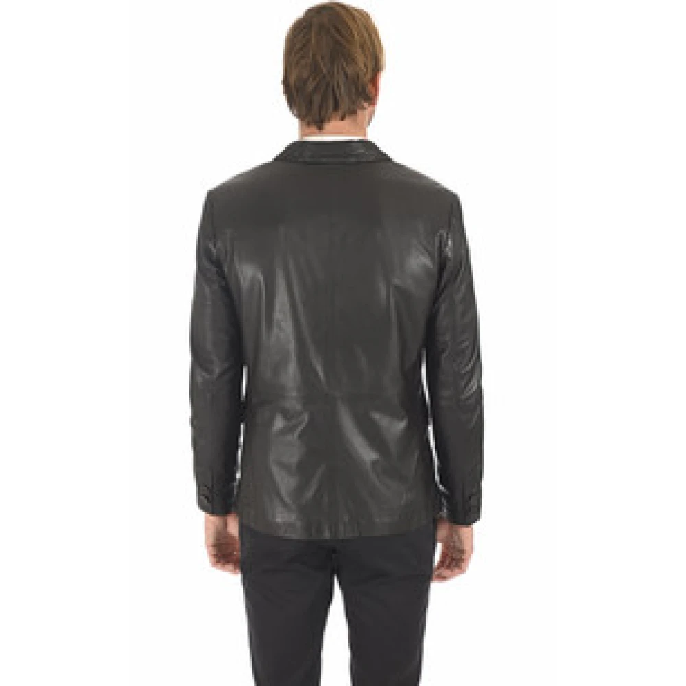 La Canadienne Zwarte Leren Heren Blazer Eco-Vriendelijk Black Heren