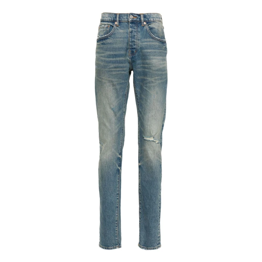 Blå Slim Fit Distressed Denim Jeans